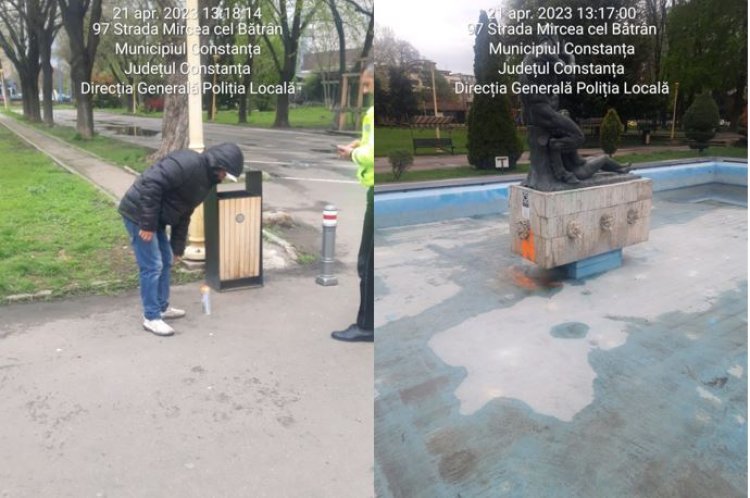 Persoană depistată de polițiștii locali în timp ce efectua desene tip graffiti